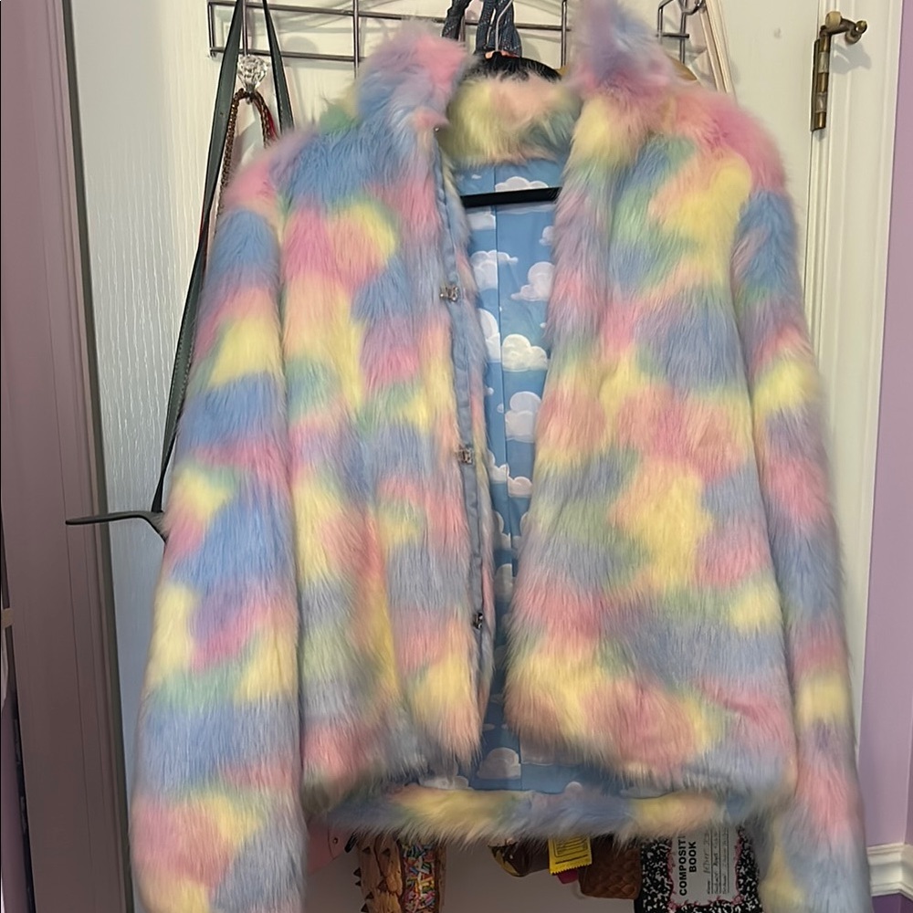Blackmilk Rainbow 🌈 Faux Fur Jacket